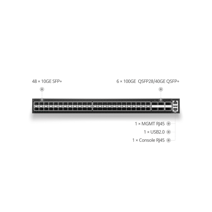 Switch L3 48x10Gb SFP+ + 6x100Gb QSFP28 | CX206P-48S-M-H