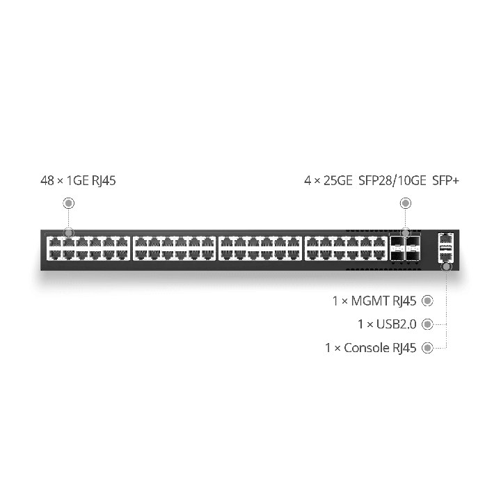 Switch di accesso L2/L3 48x1Gb RJ45 + 4x25Gb | CX204Y-48GT-M-SWP4